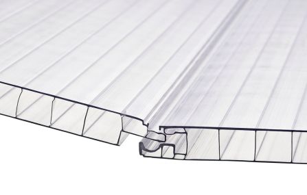 Click-Step kanalplast. 16 mm 2-skikt polykarbonat. Klar - 5 st./fp - 