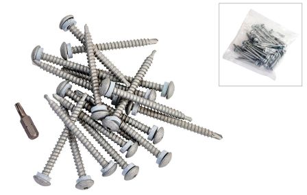 Skruv 5,5 x 90 mm m/borrspets och gummipackning - 